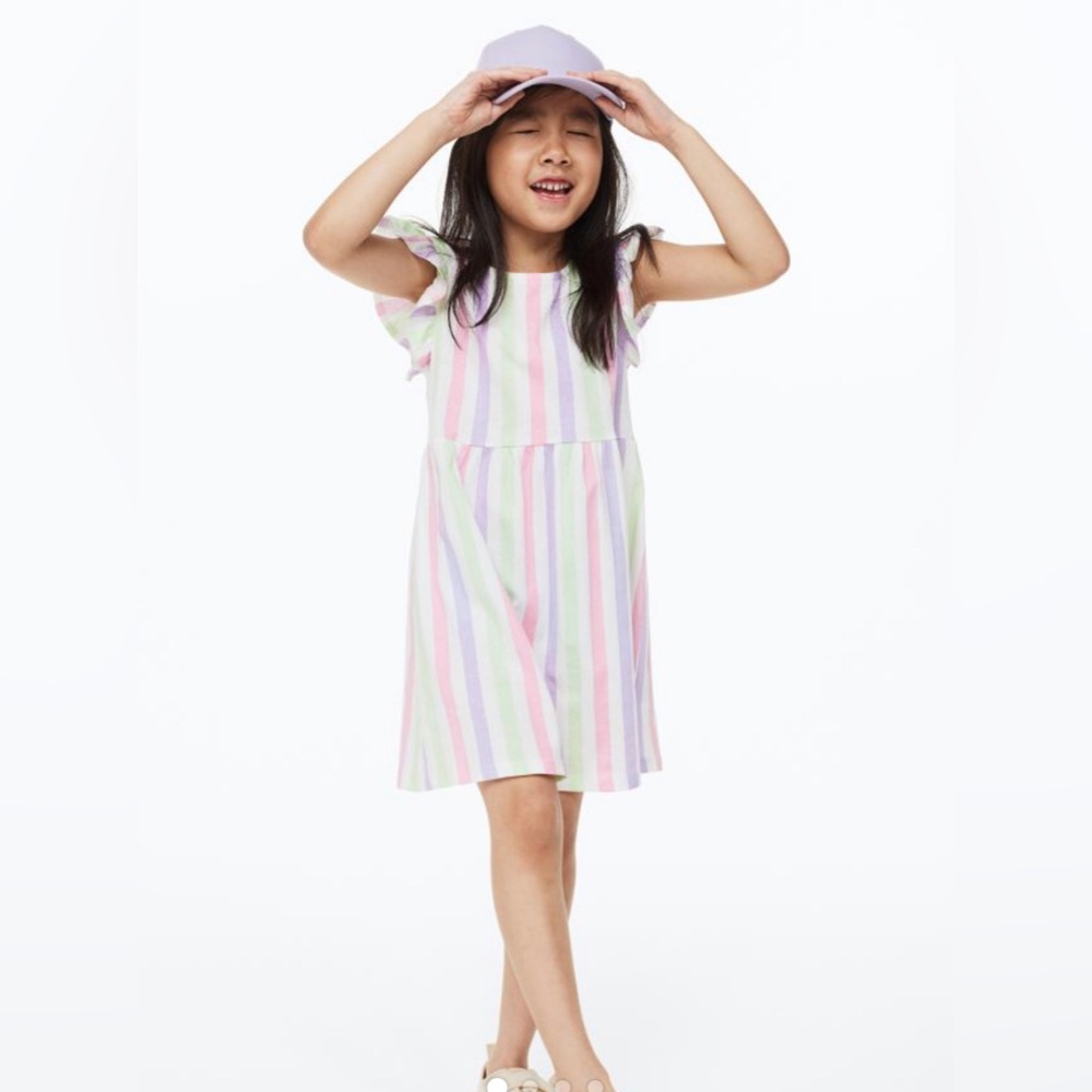 H&M Mint green/striped Cotton Jersey Dress